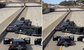 Spór między policją a podejrzanym na autostradzie 580 w San Leandro w Kalifornii [WIDEO]
